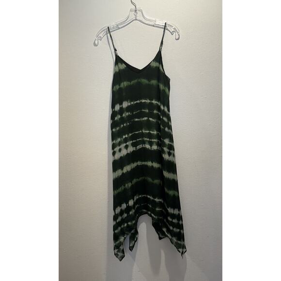 Fifteen Twenty Small Green Tie Dye Handkerchief Dress Asymmetrical Hem Resort - Picture 3 of 7